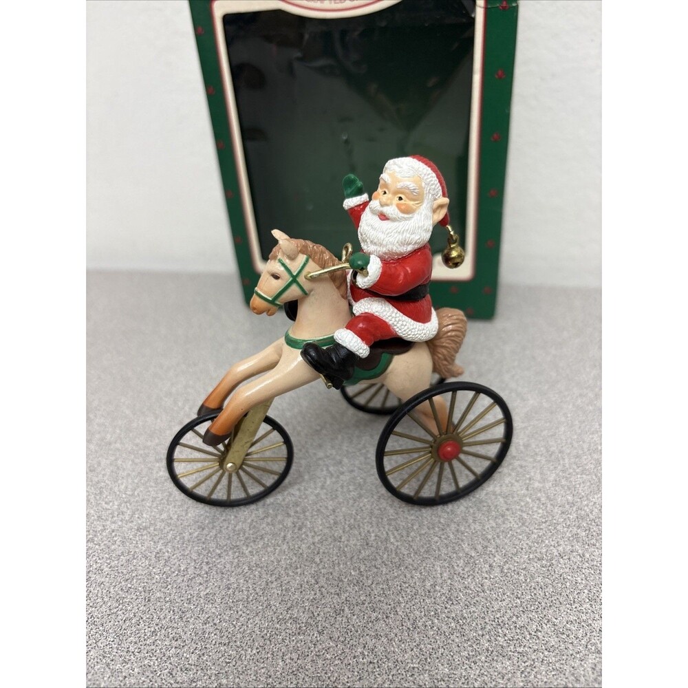 Hallmark Christmas Ornament The Wonderful Santacycle Santa Horse Tricycle 1988 - Picture 2 of 9